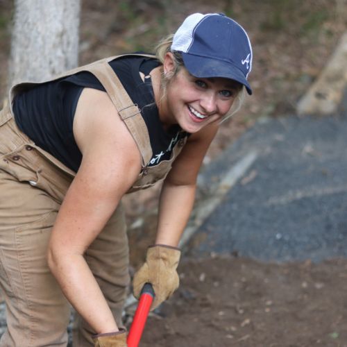 Candice Cartner working in the yard